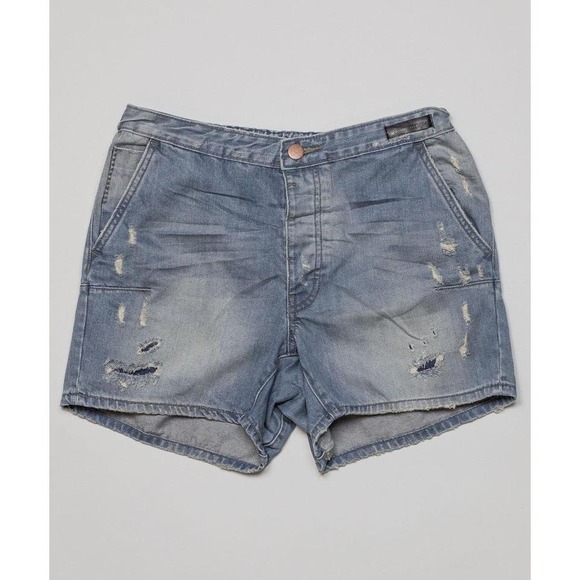 One Teaspoon Other - Man X One Teaspoon‎ NEW Distressed Mr Blonde Denim Shorts Blue Jack Size 28
